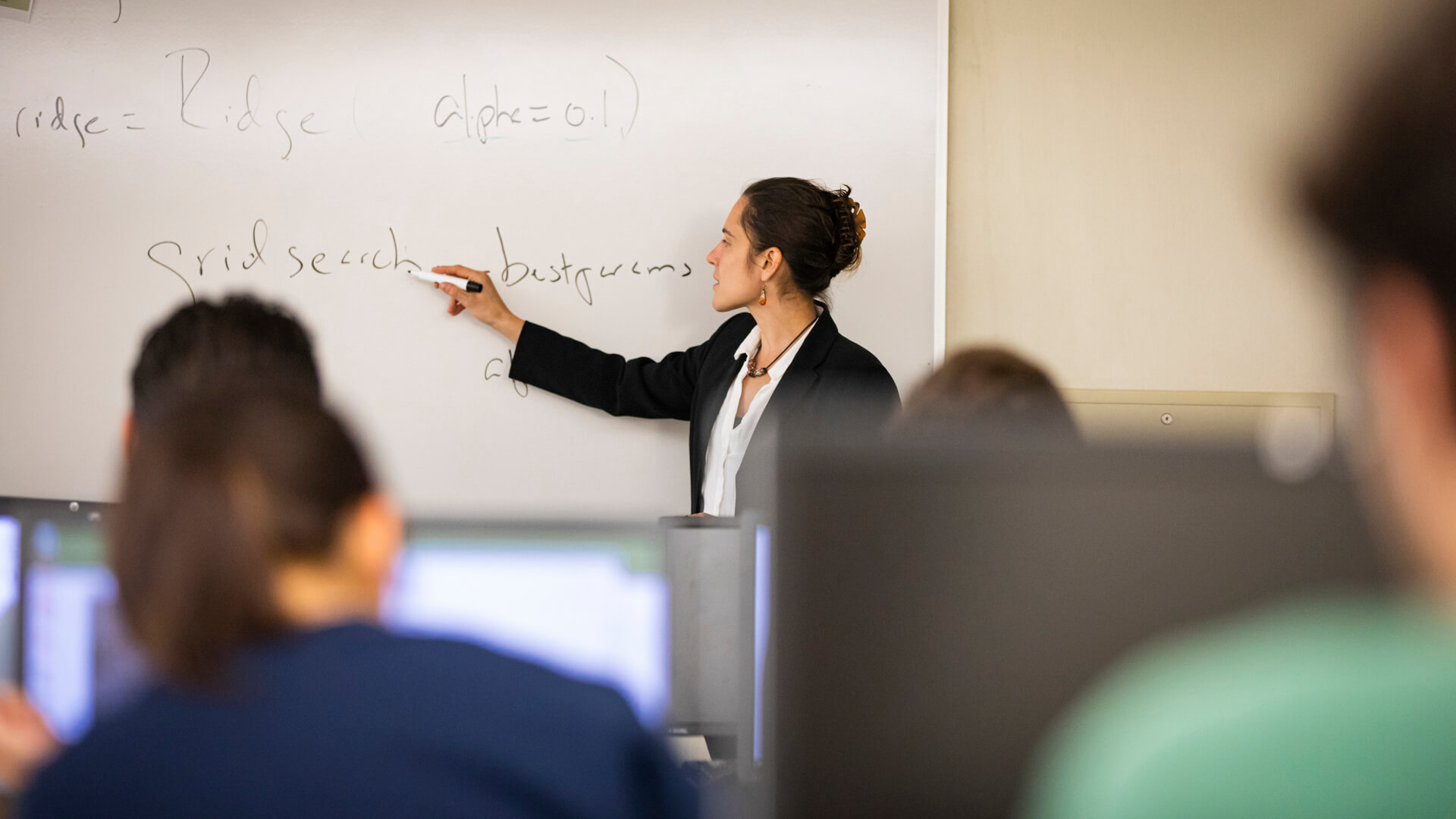 Kathryn Vasilaky, Assistant Professor of Economics, working with her Programming for Economics and Analytics class